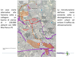 assetto viario complessivo sovrapposto degli interventi previsti dalla Provincia di Milano e viabilità di attraversamento interno di Arese rielaborato da Aresini.it