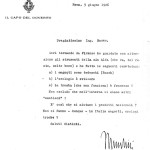 Lettera di Benito Mussolini all'ingegner Nicola Romeo